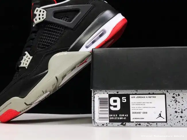 Official Maikesneakers 4 RETRO BLACK CEMENT JORDAN 308497-060 0516